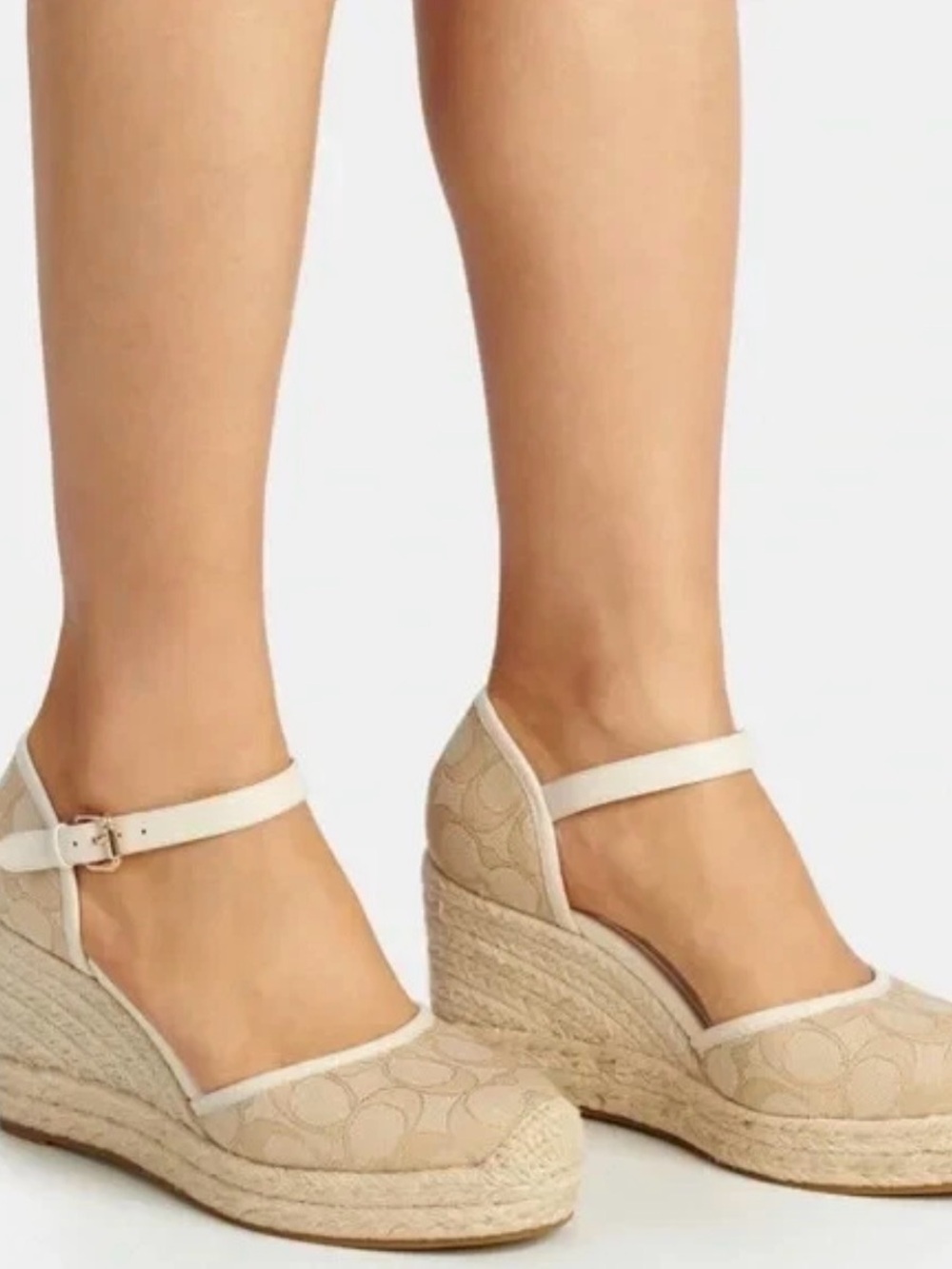NWOT Coach Raine Espadrille In Signature Jacquard LIGHT KHAKI Size 10 - Picture 2 of 8